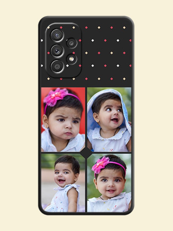 Multicolor Dotted Pattern with 4 Image Holder on Space Black Custom Soft Matte Phone Cases - Galaxy A52s 5G