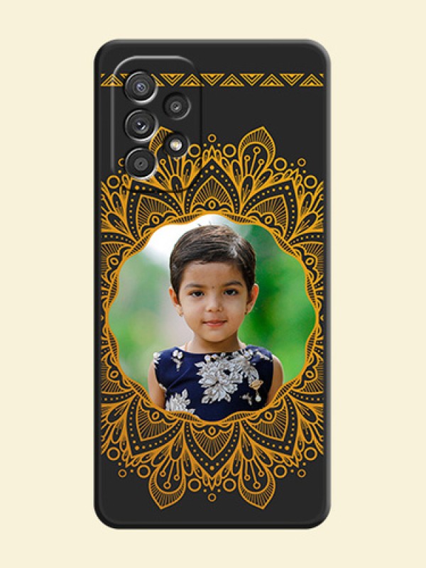 Round Image with Floral Design on Photo on Space Black Soft Matte Mobile Cover - Galaxy A52s 5G