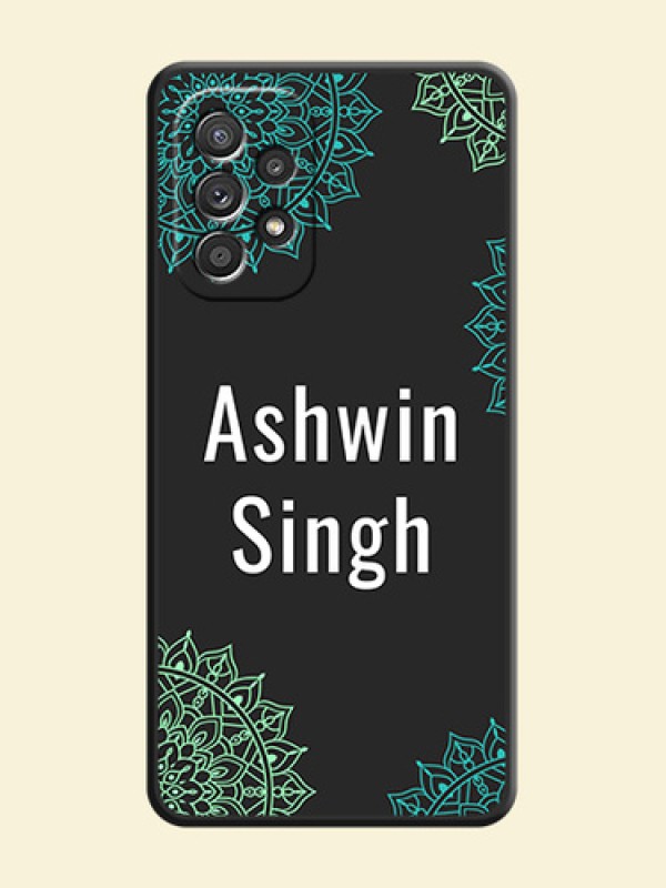 Your Name with Floral Design on Space Black Custom Soft Matte Back Cover - Galaxy A52s 5G