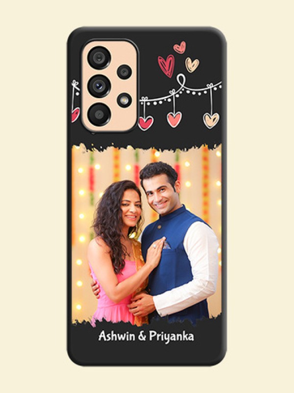 Pink Love Hangings with Name on Space Black Custom Soft Matte Phone Cases - Galaxy A53 5G