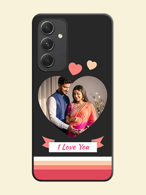 Love Shaped Photo with Colorful Stripes on Personalised Space Black Soft Matte Cases - Galaxy A54 5G