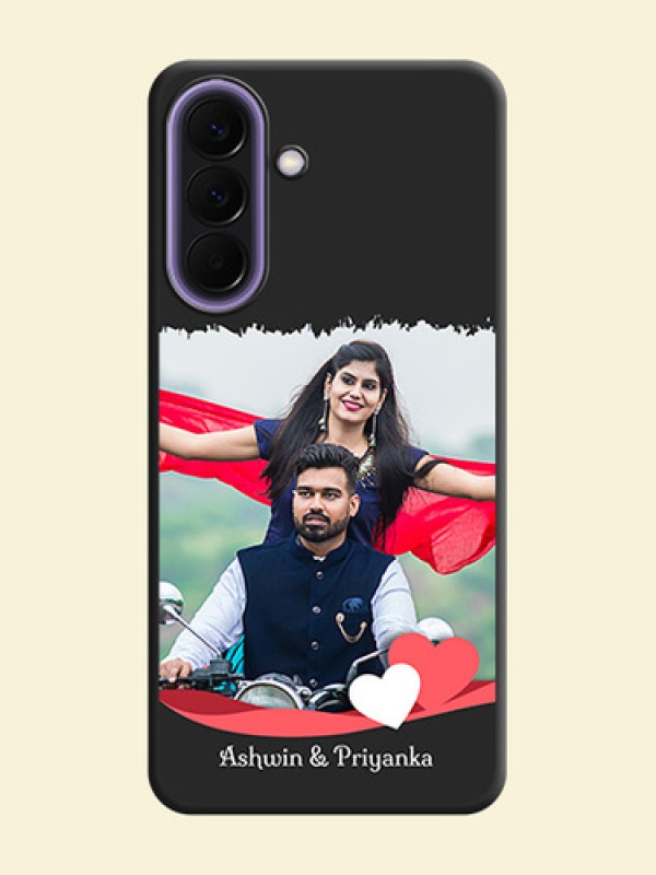 Pin Color Love Shaped Ribbon Design with Text On Space Black Custom Soft Matte Mobile Back Cover - Samsung Galaxy A57 5G
