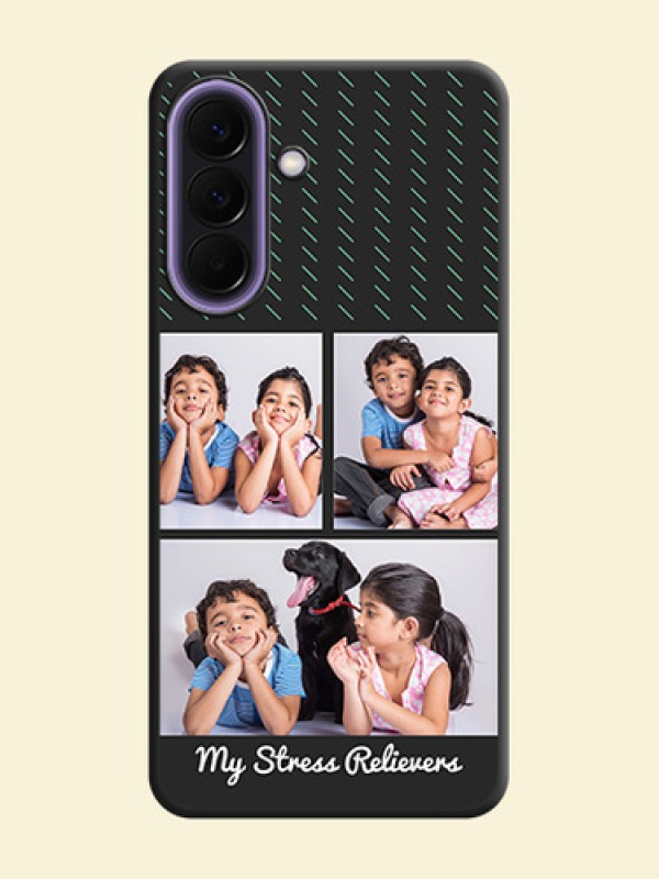 Cross Dotted Pattern with 2 Image Holder On Space Black Custom Soft Matte Mobile Back Cover - Samsung Galaxy A57 5G