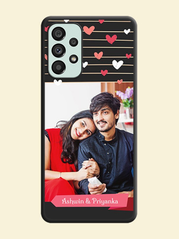 Love Pattern with Name on Pink Ribbon  on Photo on Space Black Soft Matte Back Cover - Galaxy A73 5G