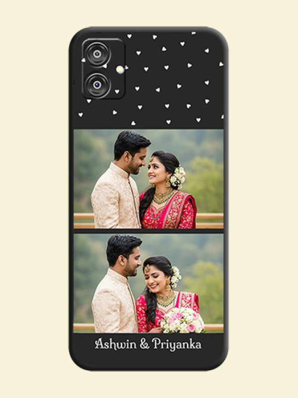 Miniature Love Symbols with Name on Space Black Custom Soft Matte Back Cover - Galaxy F04