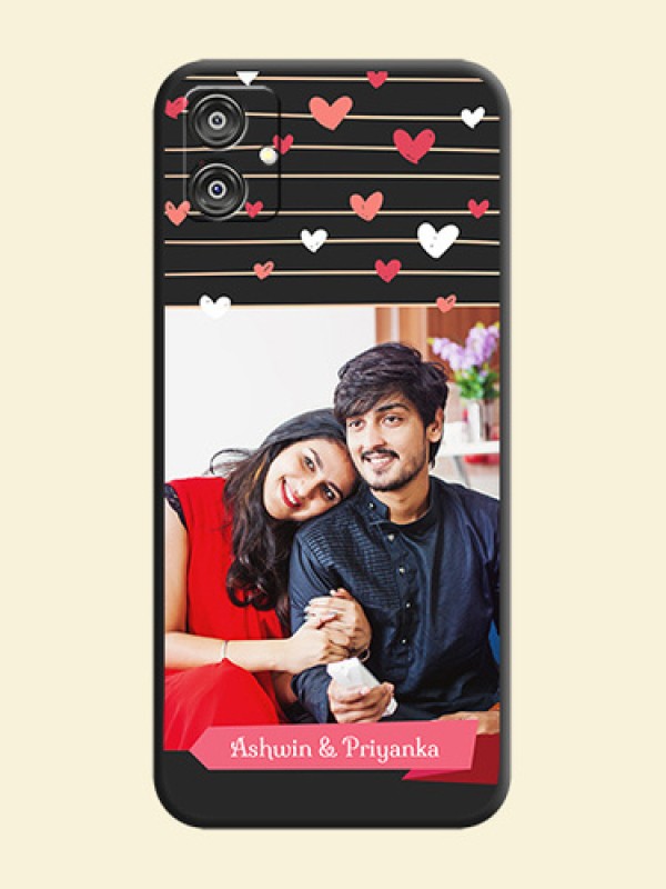 Love Pattern with Name on Pink Ribbon - Photo on Space Black Soft Matte Back Cover - Galaxy F04