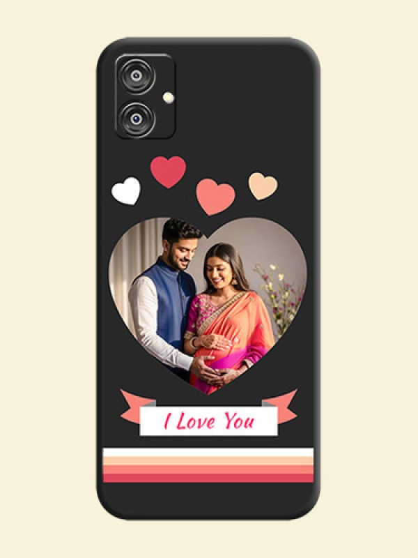 Love Shaped Photo with Colorful Stripes on Personalised Space Black Soft Matte Cases - Galaxy F04