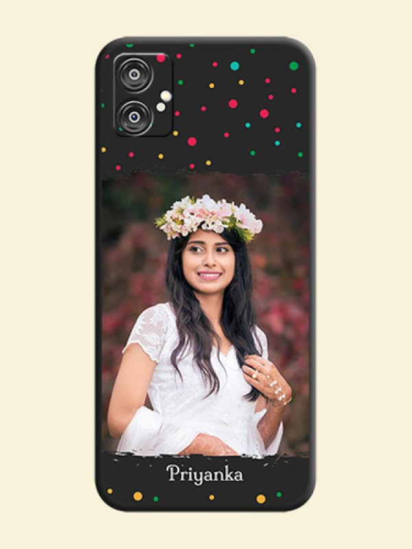 Multicolor Dotted Pattern with Text on Space Black Custom Soft Matte Phone Back Cover - Galaxy F04