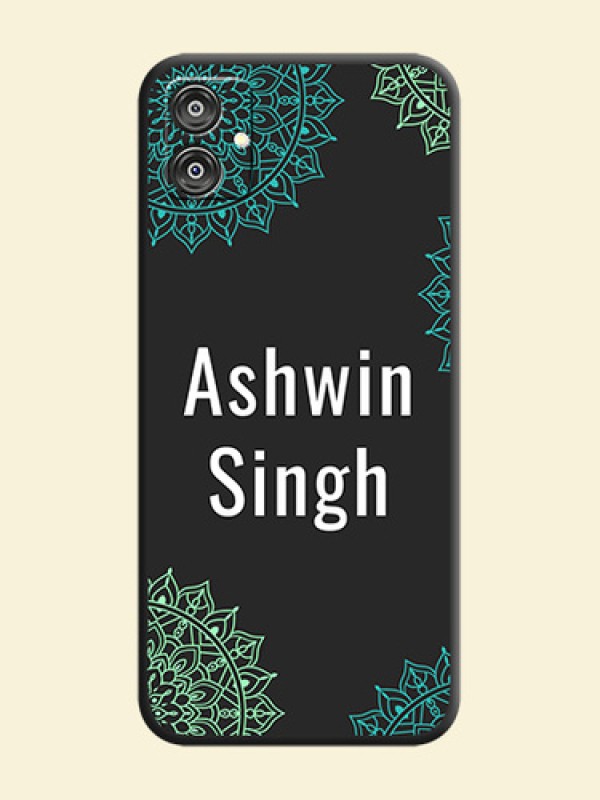 Your Name with Floral Design on Space Black Custom Soft Matte Back Cover - Galaxy F04