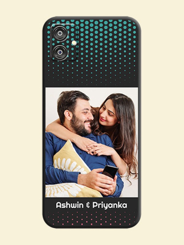 Faded Dots with Grunge Photo Frame and Text on Space Black Custom Soft Matte Phone Cases - Galaxy F04