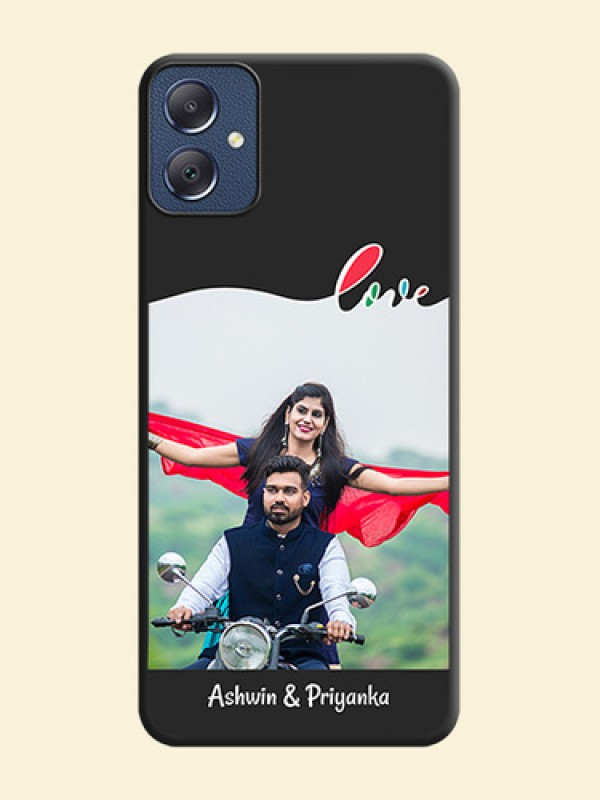 Fall in Love Pattern with Picture on Photo On Space Black Custom Soft Matte Mobile Back Cover - Galaxy F05