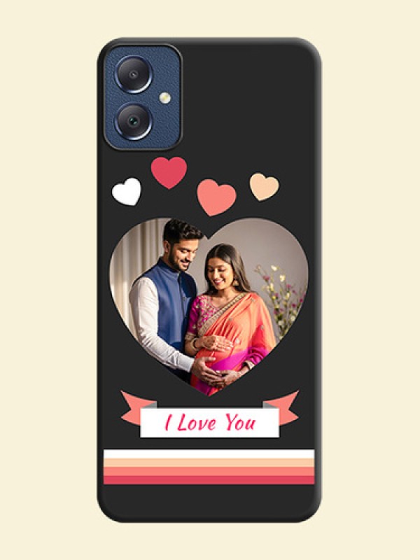 Love Shaped Photo with Colorful Stripes On Space Black Custom Soft Matte Mobile Back Cover - Galaxy F05