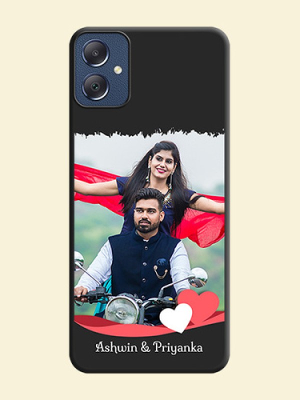 Pin Color Love Shaped Ribbon Design with Text On Space Black Custom Soft Matte Mobile Back Cover - Galaxy F05
