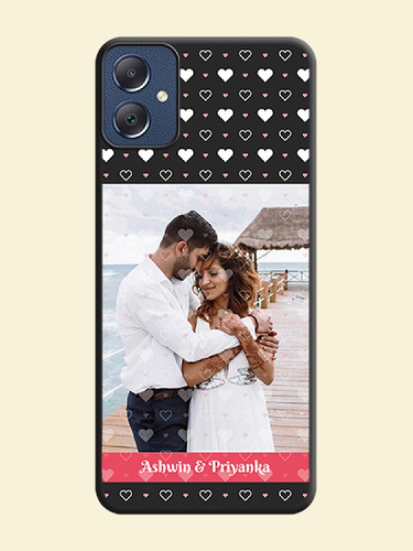 White Color Love Symbols with Text Design on Photo On Space Black Custom Soft Matte Mobile Back Cover - Galaxy F05