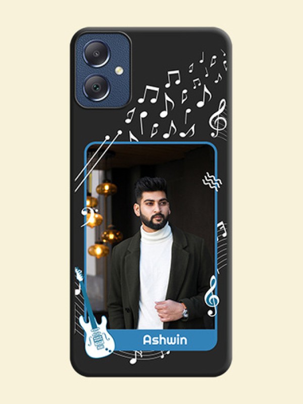 Musical Theme Design with Text on Photo On Space Black Custom Soft Matte Mobile Back Cover - Galaxy F05