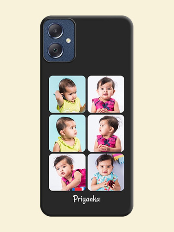 Floral Art with 6 Image Holder on Photo On Space Black Custom Soft Matte Mobile Back Cover - Galaxy F05
