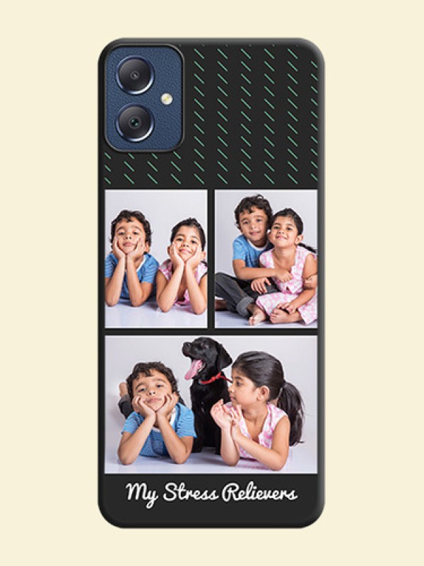 Cross Dotted Pattern with 2 Image Holder On Space Black Custom Soft Matte Mobile Back Cover - Galaxy F05