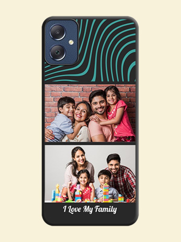 Wave Pattern with 2 Image Holder On Space Black Custom Soft Matte Mobile Back Cover - Galaxy F05