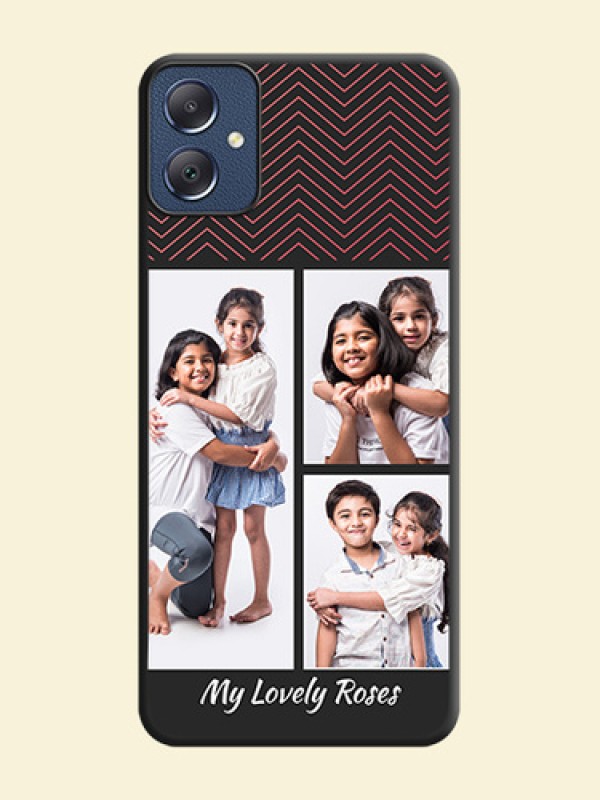 Wave Pattern with 3 Image Holder On Space Black Custom Soft Matte Mobile Back Cover - Galaxy F05