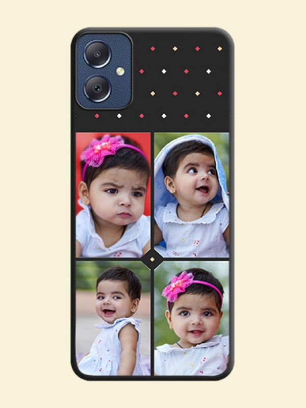 Multicolor Dotted Pattern with 4 Image Holder On Space Black Custom Soft Matte Mobile Back Cover - Galaxy F05