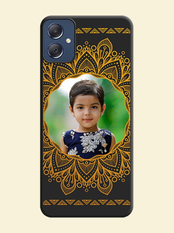 Round Image with Floral Design On Space Black Custom Soft Matte Mobile Back Cover - Galaxy F05