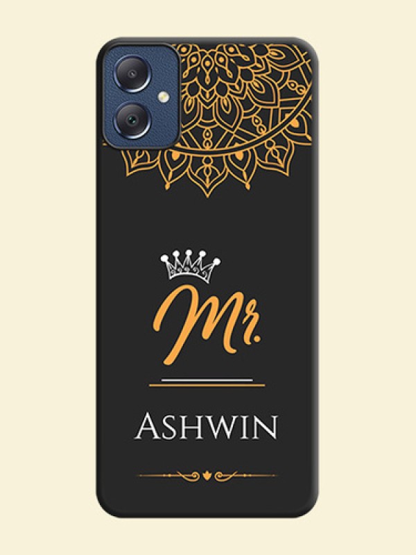 Mr Name with Floral Design On Space Black Custom Soft Matte Mobile Back Cover - Galaxy F05