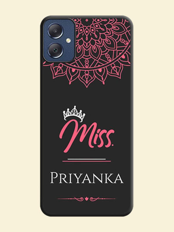 Mrs Name with Floral Design On Space Black Custom Soft Matte Mobile Back Cover - Galaxy F05