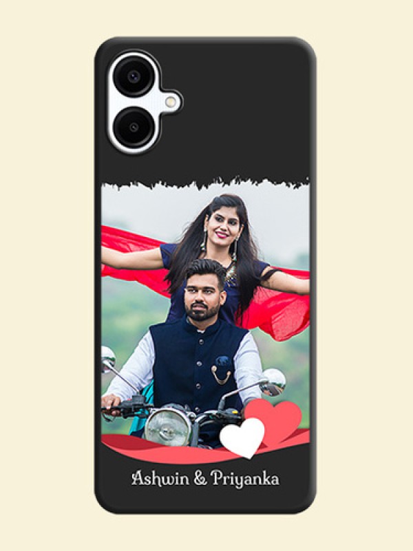 Pin Color Love Shaped Ribbon Design with Text On Space Black Custom Soft Matte Mobile Back Cover - Galaxy F06