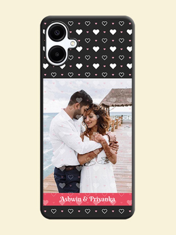 White Color Love Symbols with Text Design on Photo On Space Black Custom Soft Matte Mobile Back Cover - Galaxy F06
