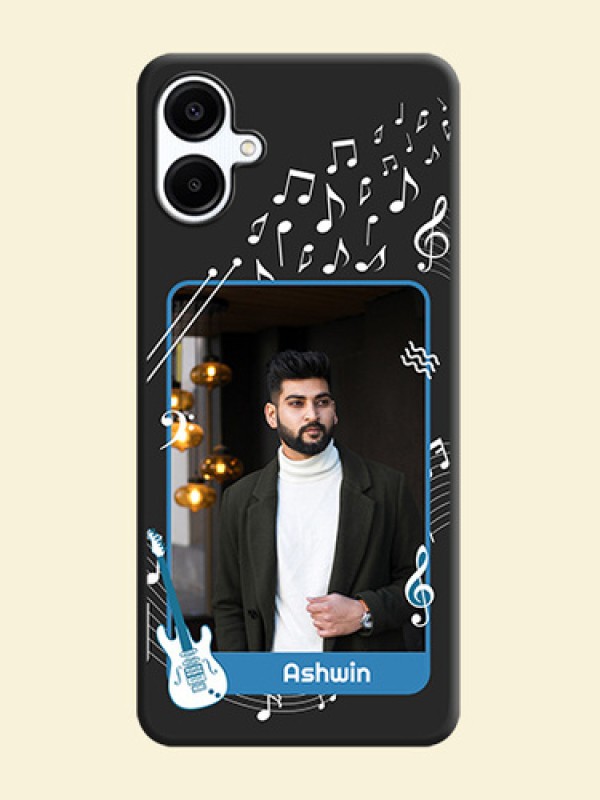 Musical Theme Design with Text on Photo On Space Black Custom Soft Matte Mobile Back Cover - Galaxy F06