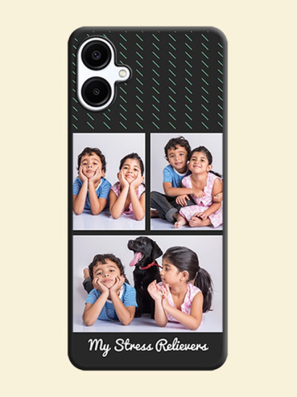 Cross Dotted Pattern with 2 Image Holder On Space Black Custom Soft Matte Mobile Back Cover - Galaxy F06