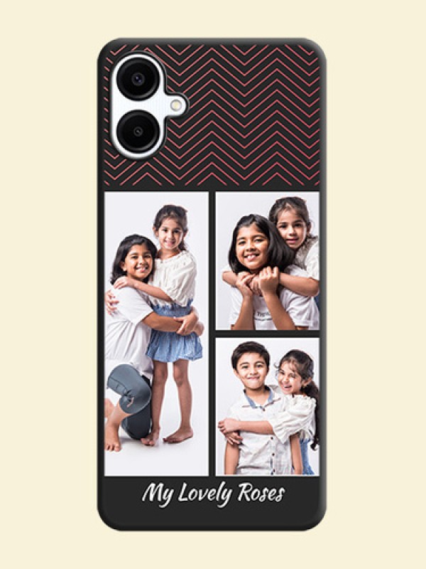 Wave Pattern with 3 Image Holder On Space Black Custom Soft Matte Mobile Back Cover - Galaxy F06