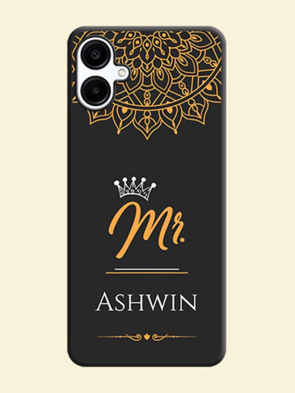 Mr Name with Floral Design On Space Black Custom Soft Matte Mobile Back Cover - Galaxy F06