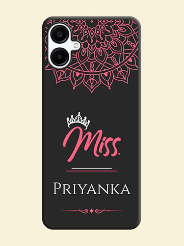 Mrs Name with Floral Design On Space Black Custom Soft Matte Mobile Back Cover - Galaxy F06
