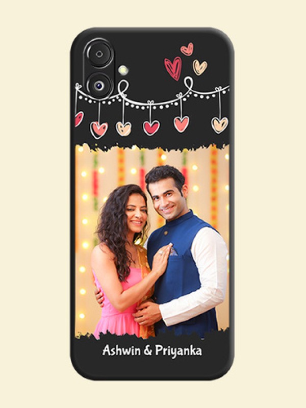 Pink Love Hangings with Name on Space Black Custom Soft Matte Phone Cases - Galaxy F14 5G