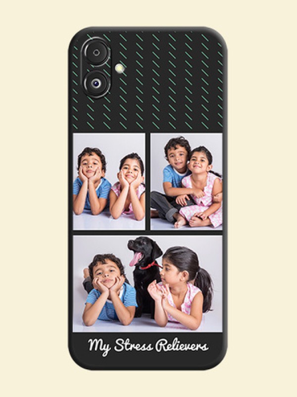 Cross Dotted Pattern with 2 Image Holder on Personalised Space Black Soft Matte Cases - Galaxy F14 5G