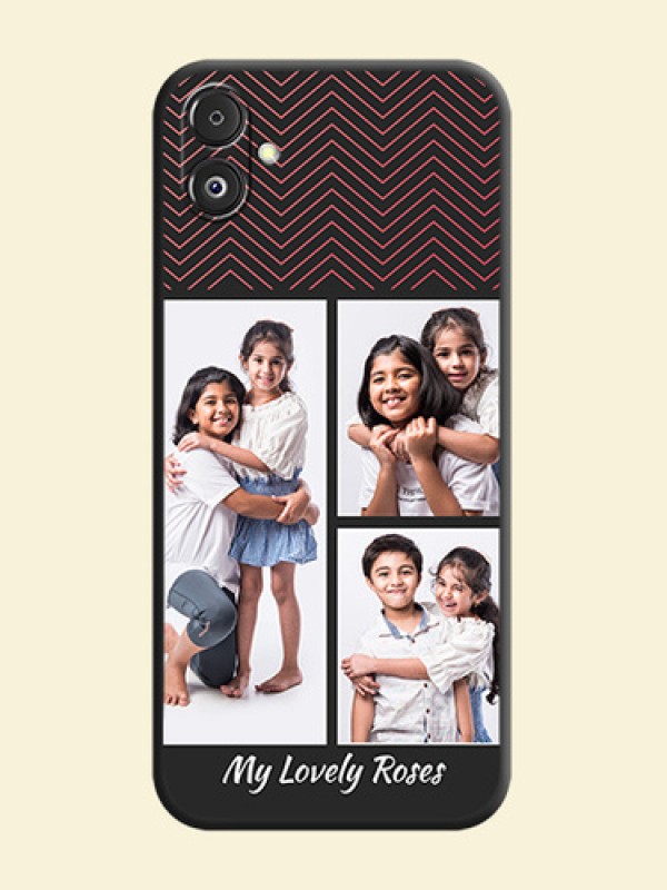 Wave Pattern with 3 Image Holder on Space Black Custom Soft Matte Back Cover - Galaxy F14 5G