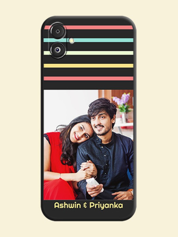 Color Stripes with Photo and Text - Photo on Space Black Soft Matte Mobile Case - Galaxy F14 5G