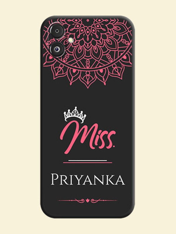 Mrs Name with Floral Design on Space Black Personalized Soft Matte Phone Covers - Galaxy F14 5G