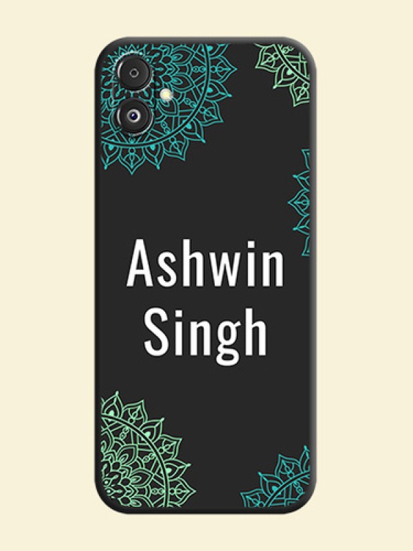 Your Name with Floral Design on Space Black Custom Soft Matte Back Cover - Galaxy F14 5G