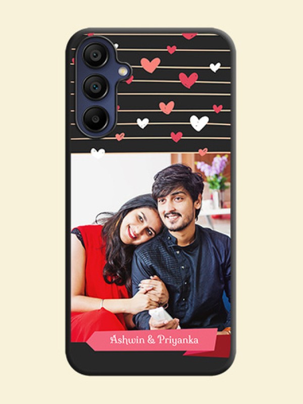 Love Pattern with Name on Pink Ribbon - Photo on Space Black Soft Matte Back Cover - Galaxy F15 5G