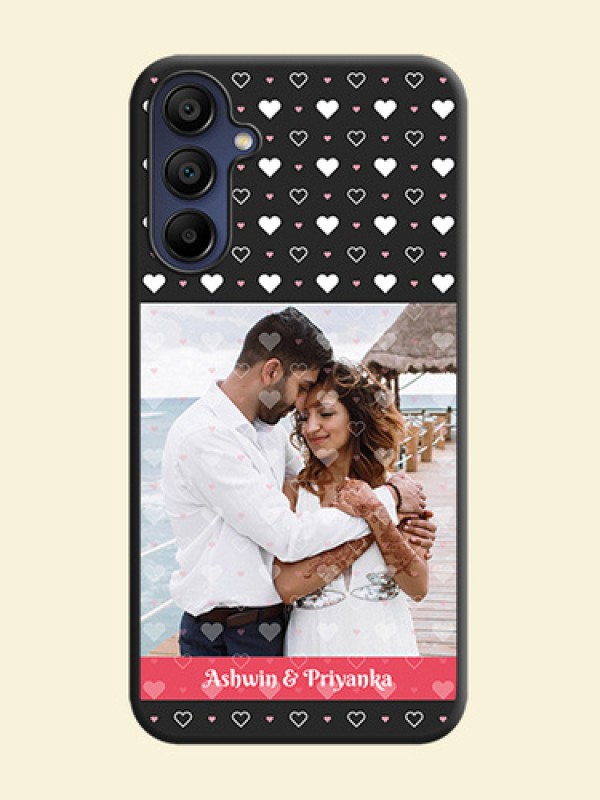 White Color Love Symbols with Text Design - Photo on Space Black Soft Matte Phone Cover - Galaxy F15 5G