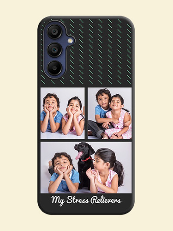 Cross Dotted Pattern with 2 Image Holder on Personalised Space Black Soft Matte Cases - Galaxy F15 5G