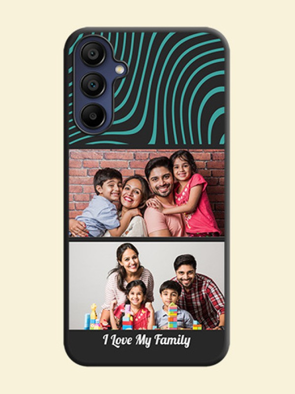 Wave Pattern with 2 Image Holder on Space Black Personalized Soft Matte Phone Covers - Galaxy F15 5G
