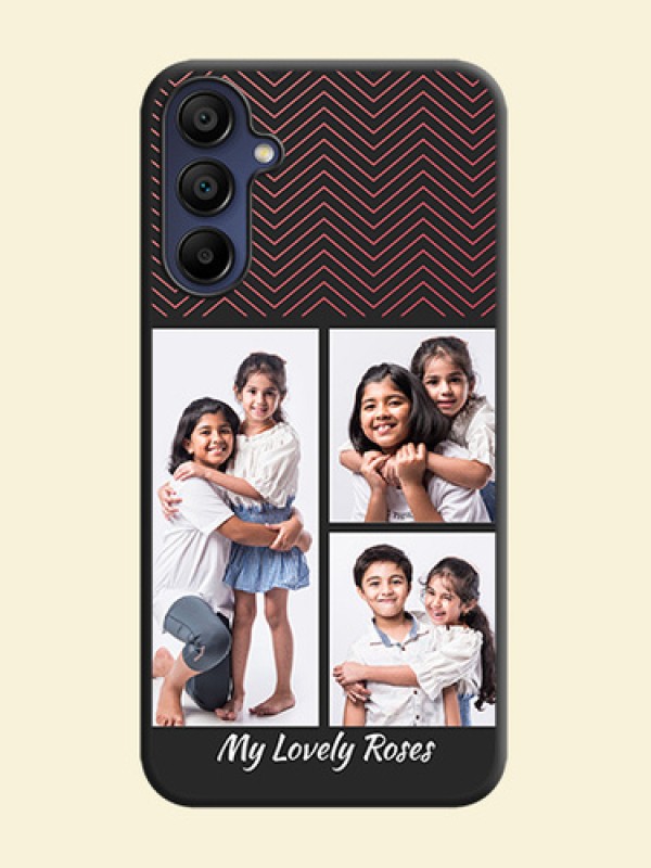 Wave Pattern with 3 Image Holder on Space Black Custom Soft Matte Back Cover - Galaxy F15 5G