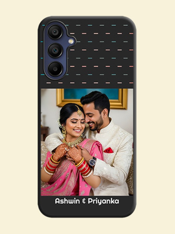 Line Pattern Design with Text on Space Black Custom Soft Matte Phone Back Cover - Galaxy F15 5G