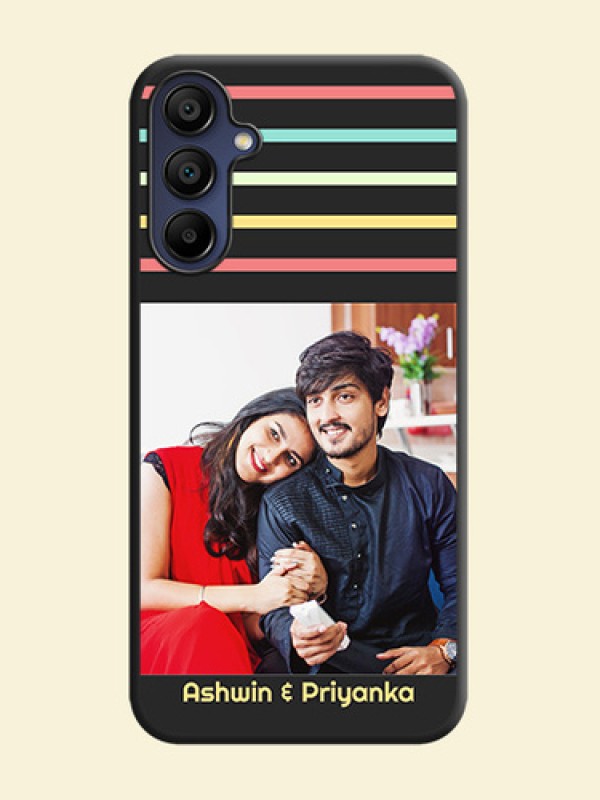 Color Stripes with Photo and Text - Photo on Space Black Soft Matte Mobile Case - Galaxy F15 5G