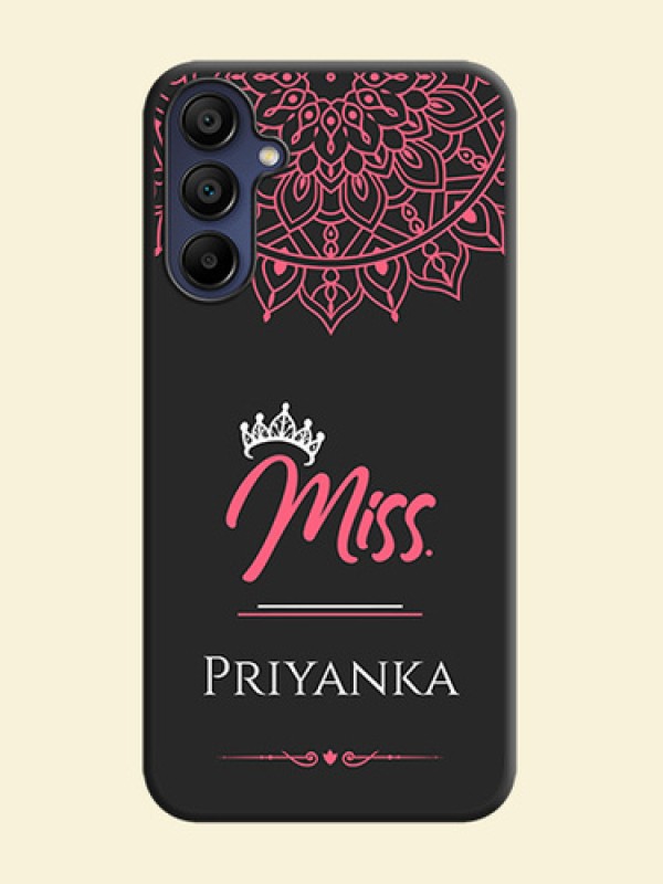 Mrs Name with Floral Design on Space Black Personalized Soft Matte Phone Covers - Galaxy F15 5G