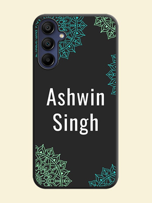 Your Name with Floral Design on Space Black Custom Soft Matte Back Cover - Galaxy F15 5G