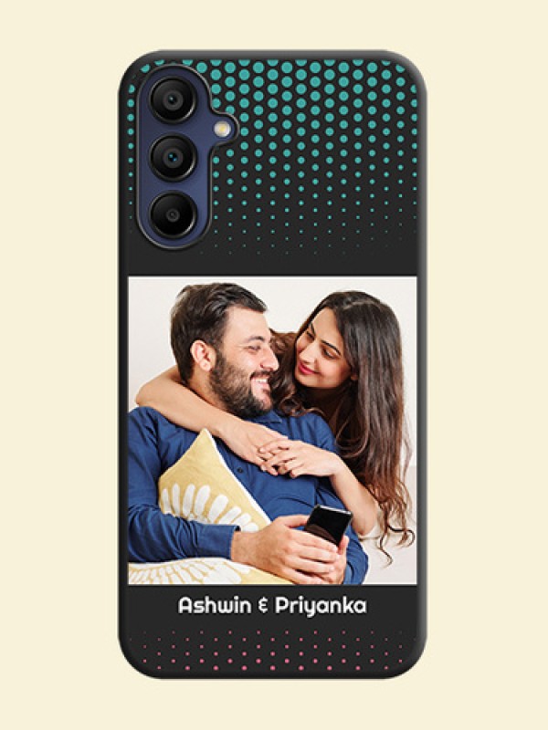 Faded Dots with Grunge Photo Frame and Text on Space Black Custom Soft Matte Phone Cases - Galaxy F15 5G